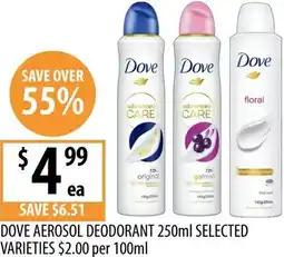Supabarn Dove aerosol deodorant offer