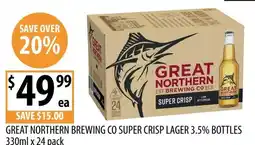 Supabarn Great northern brewing co super crisp lager 3.5% bottles offer