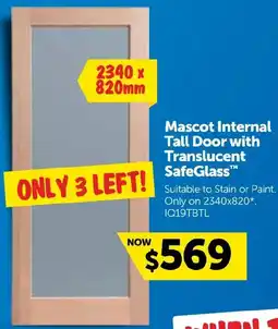 Doors Plus Mascot internal tall door with translucent safeglass offer
