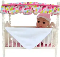 Toymate Baby's First Canopy Crib With 9 Doll offer