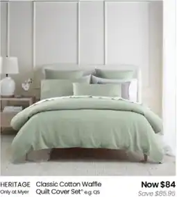 Myer Heritage classic cotton waffle quilt cover set offer