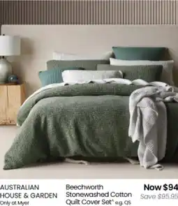 Myer AUSTRALIAN HOUSE & GARDEN Beechworth Stonewashed Cotton Cover Set offer