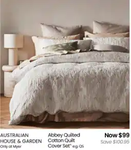 Myer AUSTRALIAN HOUSE & GARDEN Abbey Quilted Cotton Quilt Cover Set offer