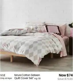Myer VUE Nova Cotton Sateen Quilt Cover Set offer