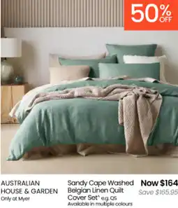 Myer AUSTRALIAN HOUSE & GARDEN Sandy Cape Washed Belgian Linen Quilt Cover Set offer
