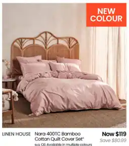 Myer LINEN HOUSE Nara 400TC Bamboo Cotton Quilt Cover Set offer