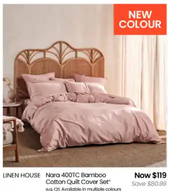 Myer LINEN HOUSE Nara 400TC Bamboo Cotton Quilt Cover Set offer