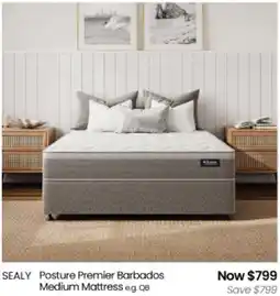 Myer SEALY Posture Premier Barbados Medium Mattress offer