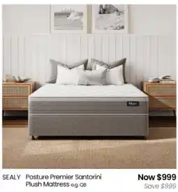 Myer SEALY Posture Premier Santorini Plush Mattress offer