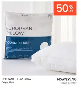 Myer HERITAGE Euro Pillow offer