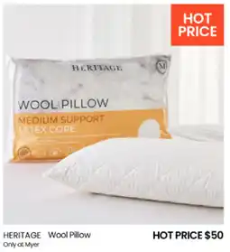 Myer HERITAGE Wool Pillow offer