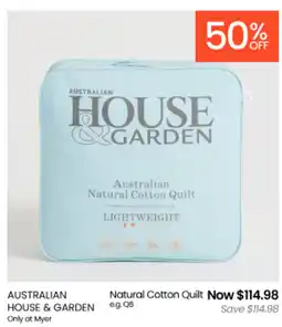Myer AUSTRALIAN HOUSE & GARDEN Natural Cotton Quilt offer