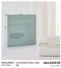 Myer MINIJUMBUK Cool Wool/Cotton Quilt offer