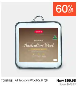 Myer TONTINE All Seasons Wool Quilt QB offer