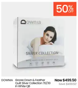 Myer DOWNIA Goose Down & Feather Quilt Silver Collection 70/30 in White QB offer