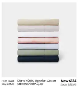 Myer HERITAGE Diana 400TC Egyptian Cotton Sateen Sheet offer