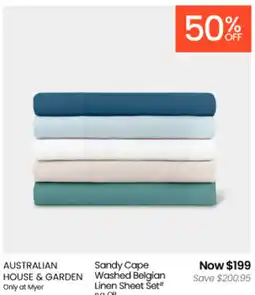 Myer AUSTRALIAN HOUSE & GARDEN Sandy Cape Washed Belgian Linen Sheet Set offer