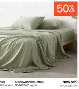 Myer VUE Stonewashed Cotton Sheet Set offer