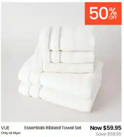Myer VUE Essentials Ribbed Towel Set offer