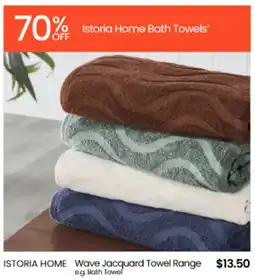 Myer ISTORIA HOME Wave Jacquard Towel Range offer
