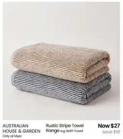 Myer AUSTRALIAN HOUSE & GARDEN Rustic Stripe Towel Range offer