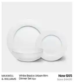 Myer MAXWELL & WILLIAMS White Basics Urban Rim Dinner Set offer