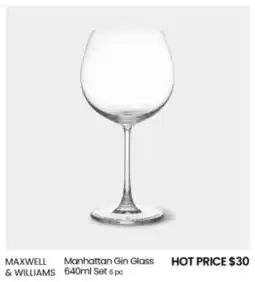 Myer MAXWELL & WILLIAMS Manhattan Gin Glass offer
