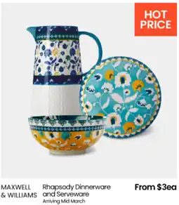 Myer MAXWELL & WILLIAMS Rhapsody Dinnerware and Serveware offer