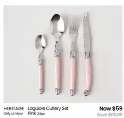 Myer HERITAGE Laguiole Cutlery Set Pink offer