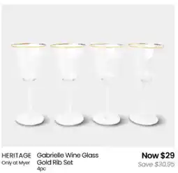 Myer HERITAGE Gabrielle Wine Glass Gold Rib Set offer