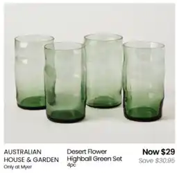 Myer AUSTRALIAN HOUSE & GARDEN Desert Flower Highball Green Set offer