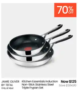 Myer JAMIE OLIVER BY TEFAL Kitchen Essentials Induction Non-Stick Stainless Steel Triple Frypan Set offer