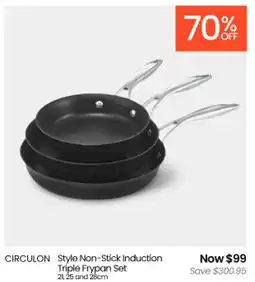 Myer CIRCULON Style Non-Stick Induction Triple Frypan Set offer