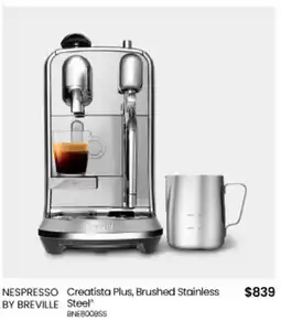 Myer NESPRESSO BY BREVILLE Creatista Plus, Brushed Stainless Steel offer