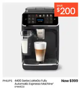 Myer PHILIPS 4400 Series LatteGo Fully Automatic Espresso Machine offer
