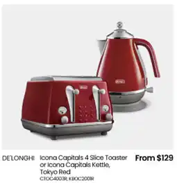 Myer DE'LONGHI Icona Capitals Toaster or Icona Capitals Kettle offer