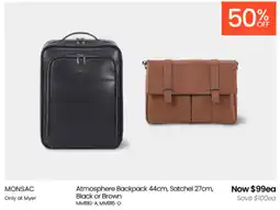 Myer MONSAC Atmosphere Backpack, Satchel offer