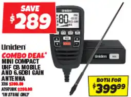 Autobarn Uniden combo deal mini compact uhf cb mobile and 6.6dbi gain antenna offer