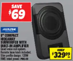 Autobarn 8" subwoofer with built-in amplifier compact hideaway offer