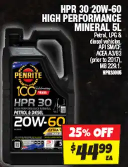 Autobarn Hpr 30 20w-60 high performance mineral offer