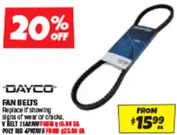 Autobarn Dayco fan belts offer