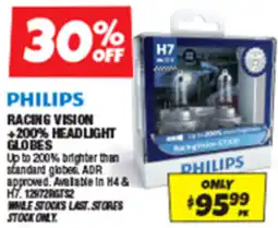 Autobarn Philips racing vision +200% headlight globes offer