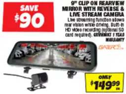 Autobarn 9" clip on rearview mirror with reverse & live stream camera offer
