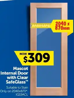 Doors Plus Mascot Internal Door with Clear SafeGlass offer
