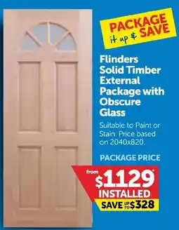 Doors Plus Flinders Solid Timber External Package with Obscure Glass offer