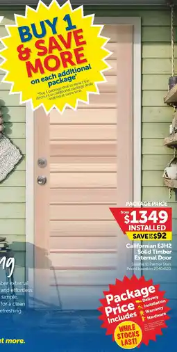 Doors Plus Californian EJH2 Solid Timber External Door offer