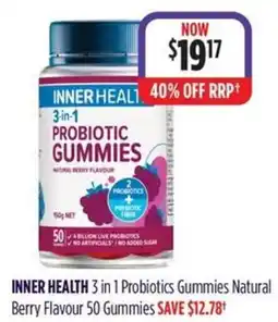 Wizard Pharmacy Inner health 3 in 1 probiotics gummies natural berry flavour offer