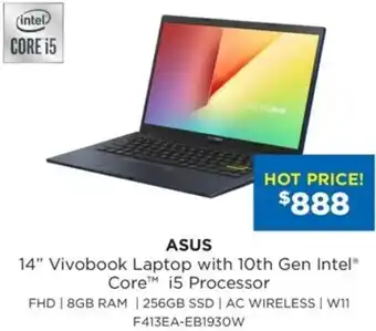 Bing Lee Asus 14" VivoBook Laptop With 10th Gen Intel Core i5 Processor F413EA-EB1930W offer