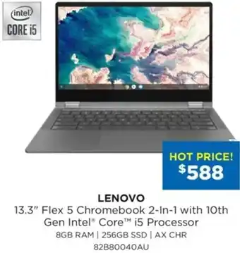 Bing Lee Lenovo 13.3" Flex 5 Chromebook 2-In-1 With 10th Gen Intel Core i5 Processor 82B80040AU offer