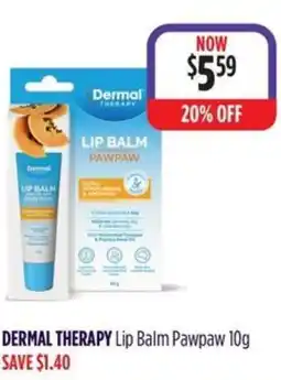 Wizard Pharmacy DERMAL THERAPY Lip Balm Pawpaw offer